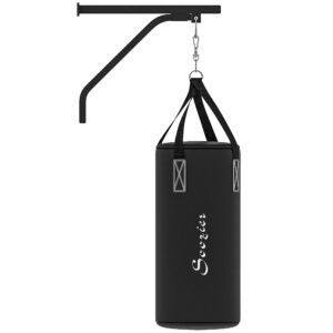 Heavy Bag Wall Mount Set, Unfilled Punching Bag Hanger with Boxing Gloves for Muay Thai and MMA Training