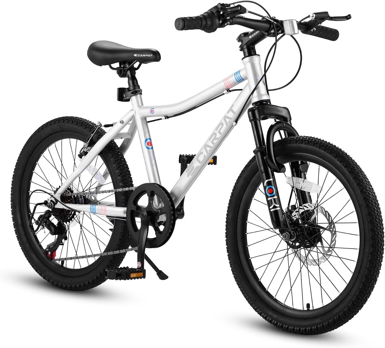 S20101 20 Inch Kids' Bike, Boys Girls Mountain Bike Ages 6-12, 7 Speed Teenager Children Kids' Bicycles, Front Suspension Disc Brake Rear V-Brake