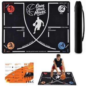 Basketball Footwork Training Mat For Beginners - 59 X 35 Inch Indoor Outdoor Skill Trainer - Visual Step Guide For Youth & Adults - Anti-Slip & P