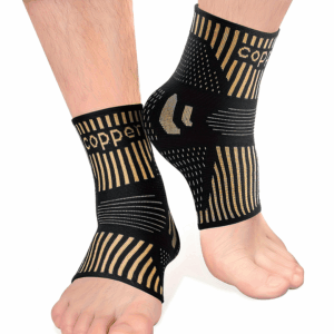 1 Pair Copper Ankle Support Sleeves Unisex Wicking With Arch Heel Stabilization Ideal For Basketball Tennis Running