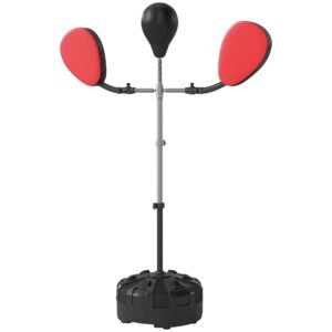 Boxing Bag with Stand, Adjustable Height Punching Speed Bag with 2 Target Arms, for Training, Exercise, Black