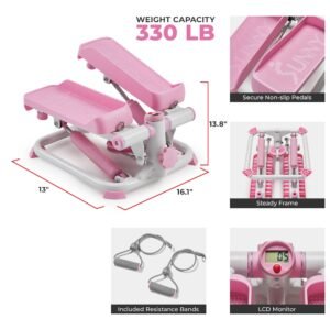Sunny Health & Fitness SMART Total Body Pink Stepper Machine - P2000 SMART