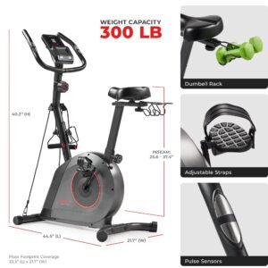 Sunny Health & Fitness Corezy 16-Level Magnetic Resistance Upright Bike with Workout Bands - SF-B224004