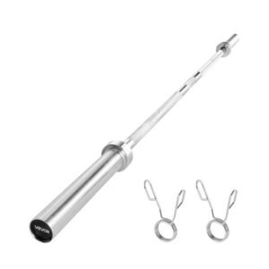 VEVOR 6FT Barbell Bar, Fits 2-Inch Weight Plates, Chrome Plated Barbell Bar With Knurled Grip For Strength Training, Weightlifting, Squat, Deadli