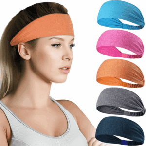 5 Pack Beister Sports Headbands For Men & Women Wicking Sweatbands, Elastic Non Slip Sweat Bands Athletic Workout Fashion Wide Hair Bands For Run
