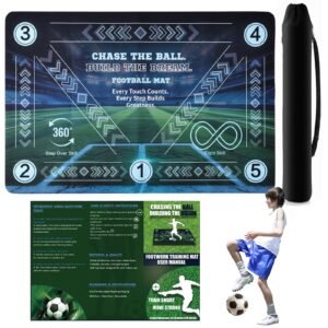 Football Training Mat For Kids & Teens - 24x36 Inch Soccer Agility Footwork Trainer With Step Over, 360 Turn & Dribbling Paths - Indoor Skills Eq