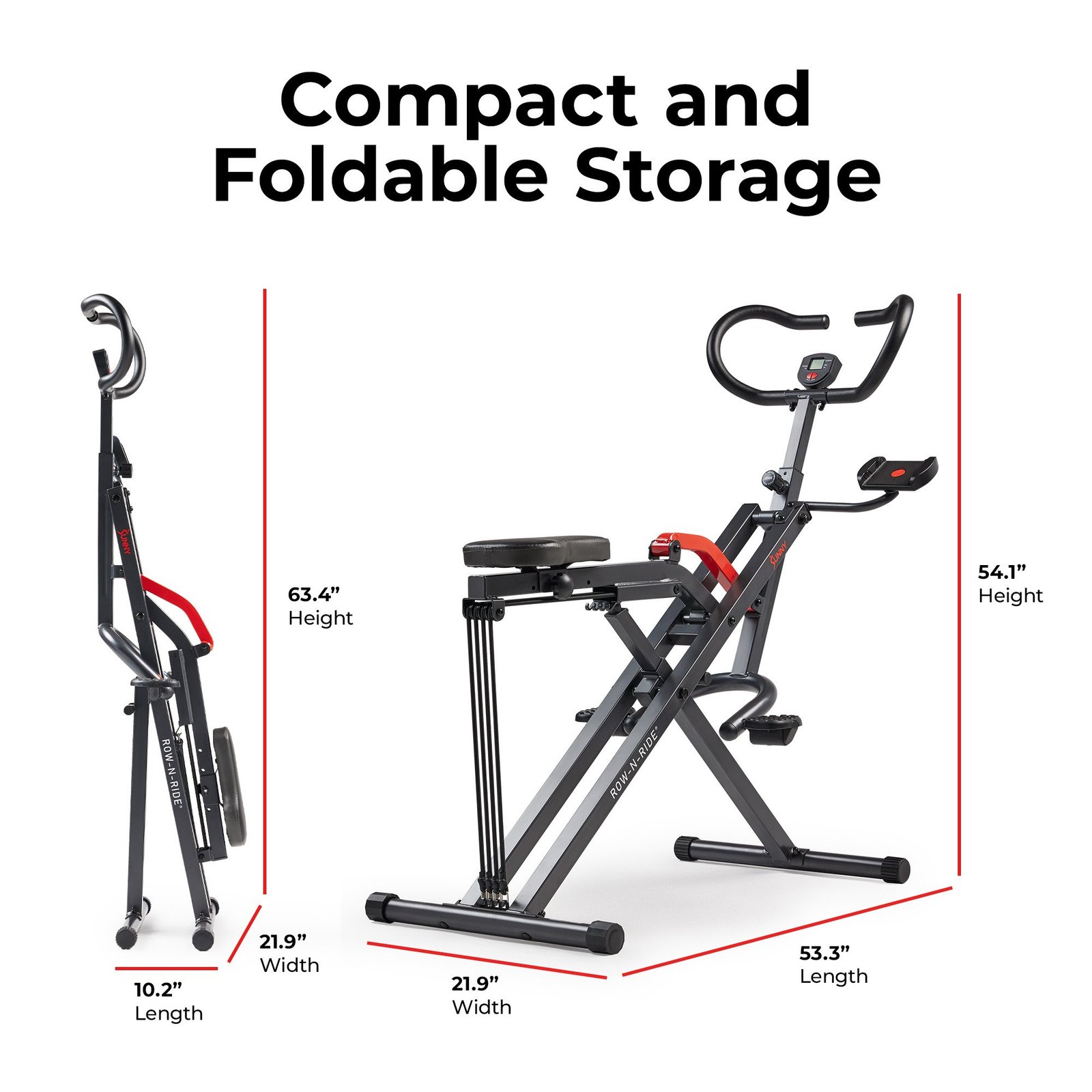 Sunny Health & Fitness SMART Row-N-Ride® Plus Assisted Squat Machine - NO. 077PLUS SMART