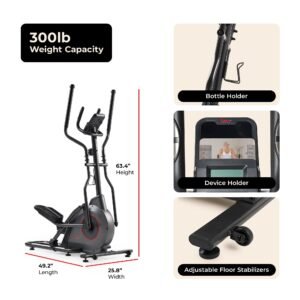Sunny Health & Fitness Pro Smart Magnetic Elliptical Trainer with 16 Inches Stride - SF-E323038