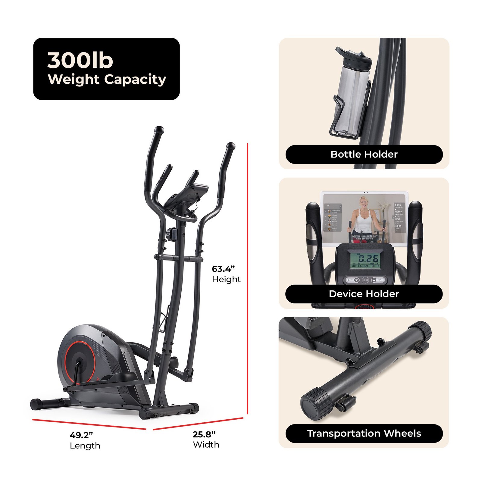 Sunny Health & Fitness Corezy 16-Level Smart Magnetic Resistance Elliptical - SF-E324005