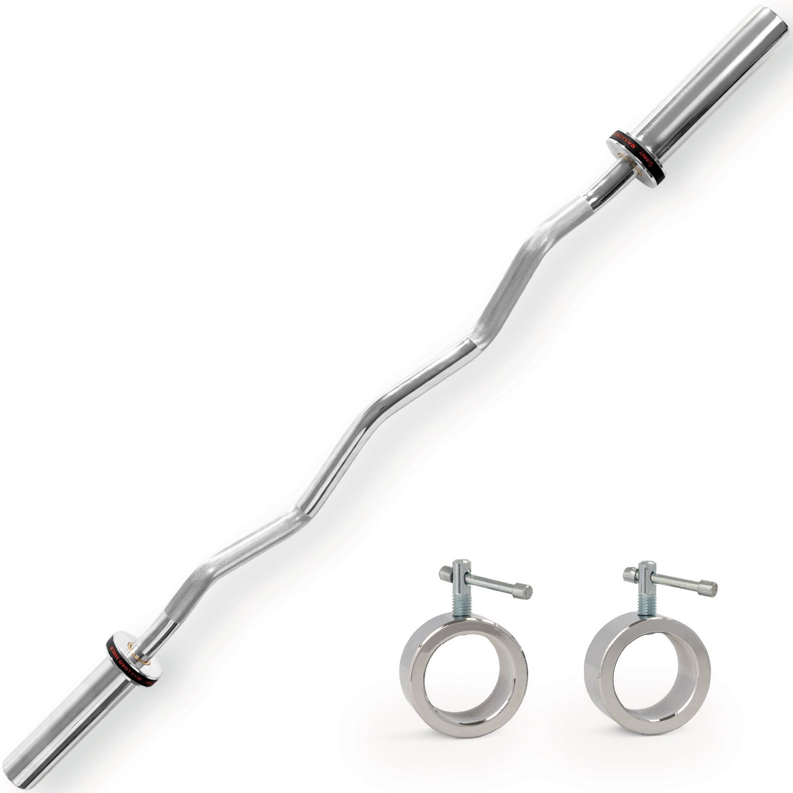 Sunny Health & Fitness 47" Olympic Curl Bar with Ring Collars