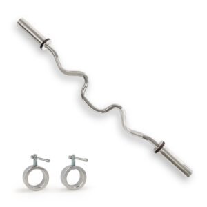 Sunny Health & Fitness 48" Olympic Super Curl Bar with Ring Collars