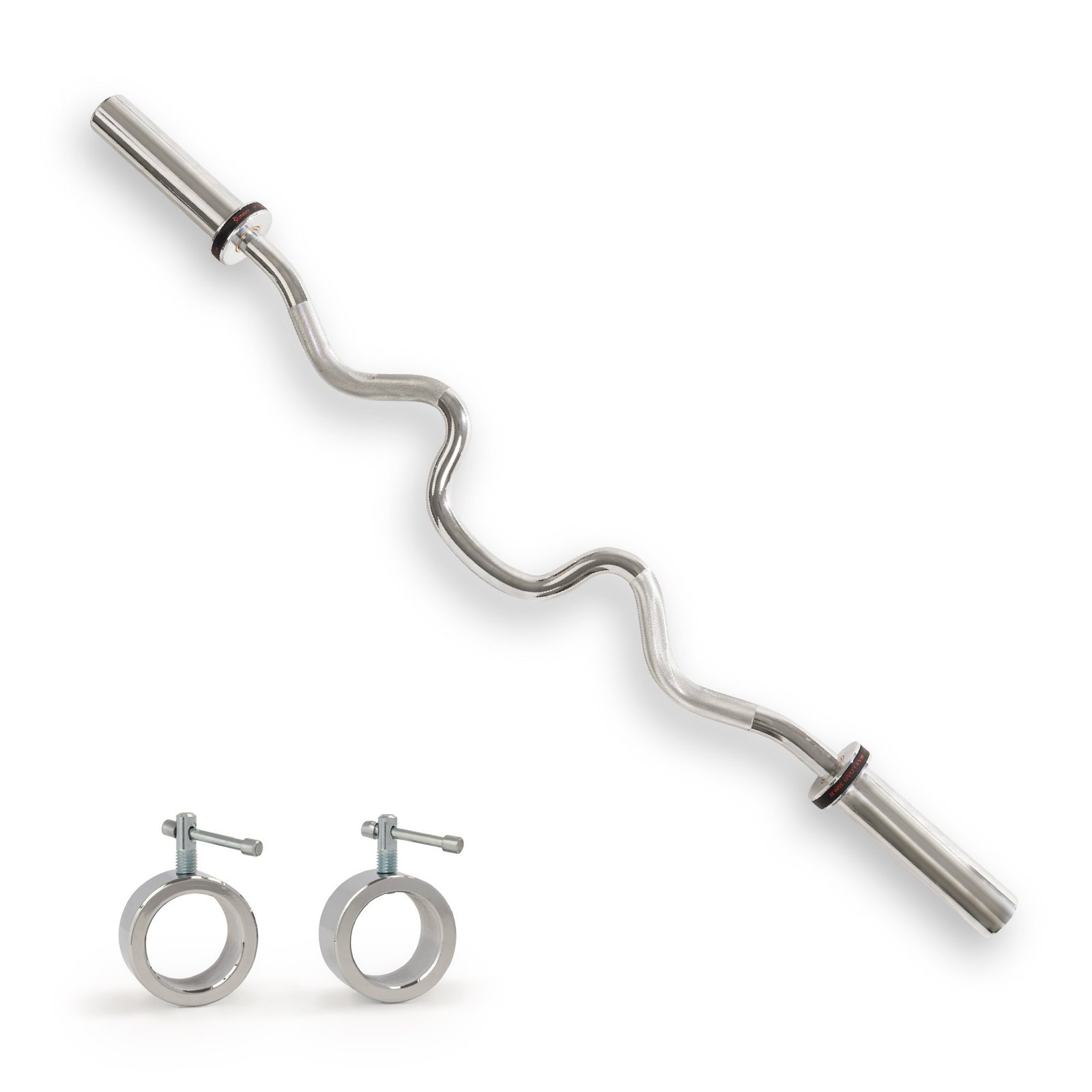 Sunny Health & Fitness 48" Olympic Super Curl Bar with Ring Collars