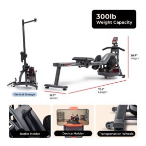 Sunny Health & Fitness Smart Water Rowing Machine - SF-RW524022