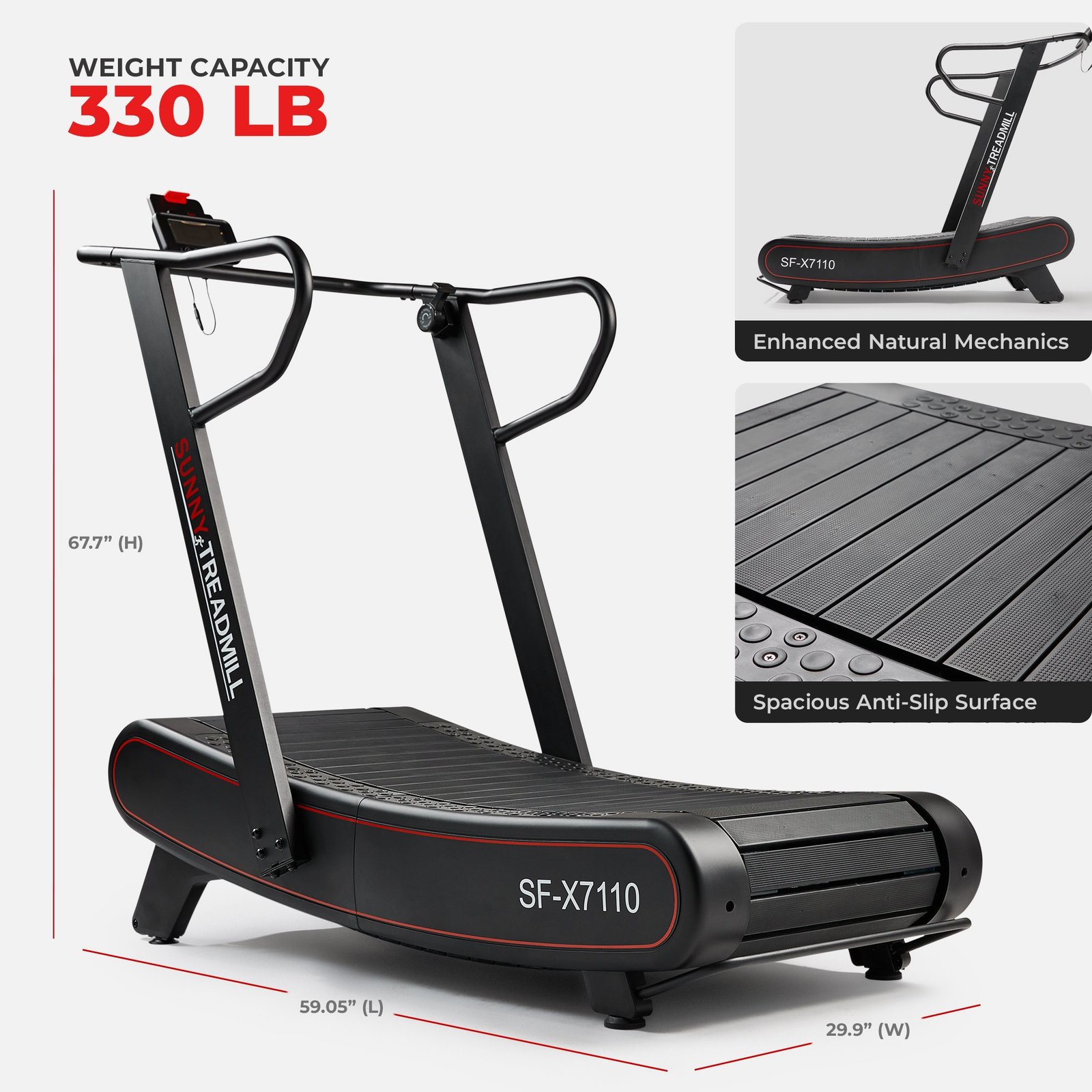 Sunny Health & Fitness Smart Ultra Manual Treadmill with 8 Levels Magnetic Resistance - SF-X7110