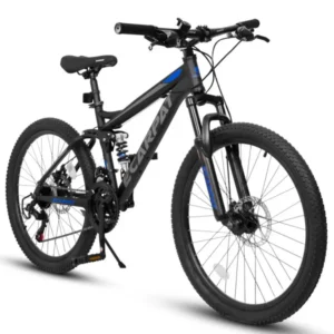 27.5 Inch Full Suspension Mountain Bike, Front And Rear Dual Shock Absorbers, Mechanical Disc Brakes, 21-Speed, Suitable For Men And Women, Ideal