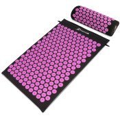 Acupressure Mat and Pillow Set, Black-Pink