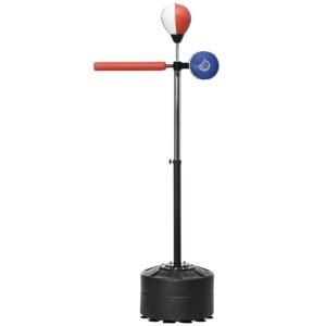 Free Standing Boxing Bag with Stand, Punching Speed Bag Reaction Bar Challenge with Suction Cups, 64-81in Adjustable Height for Teenagers and Adu