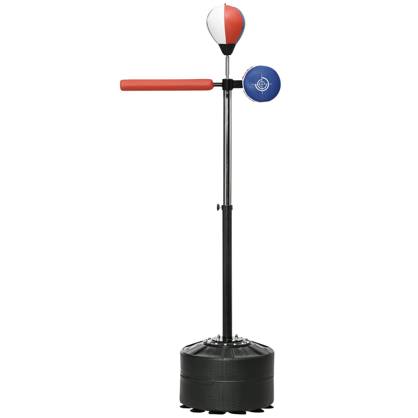 Free Standing Boxing Bag with Stand, Punching Speed Bag Reaction Bar Challenge with Suction Cups, 64-81in Adjustable Height for Teenagers and Adu