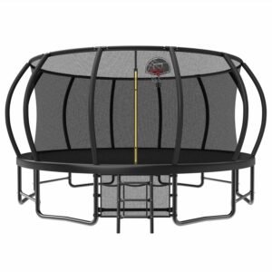 16FT Outdoor Trampoline For Kids And Adults, Pumpkin Trampolines With Curved Poles Heavy Duty Trampoline Anti-Rust Coating ASTM Approval