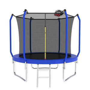 10FT Trampoline With Basketball Hoop, ASTM Approved Reinforced Type Outdoor Trampoline With Enclosure Net