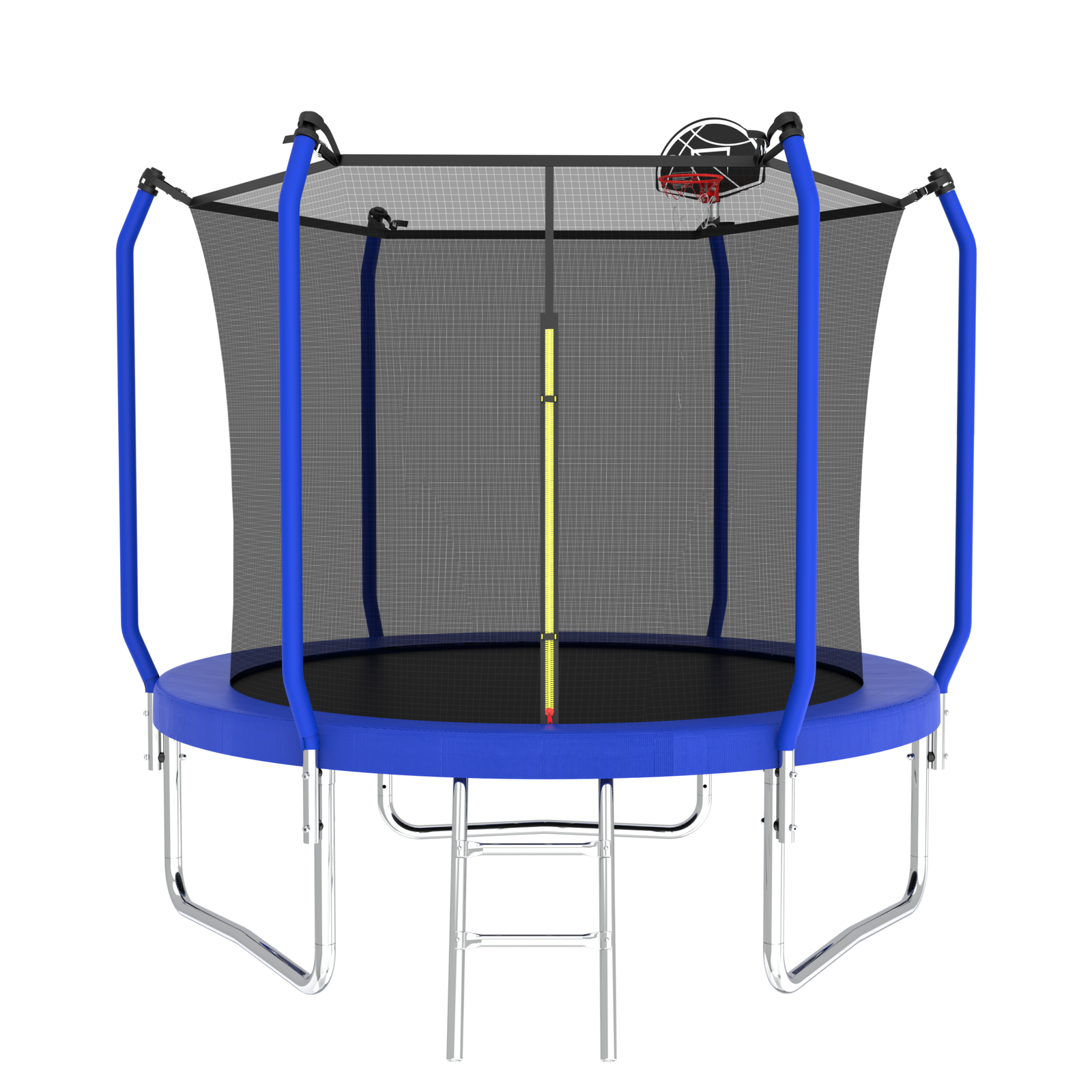 10FT Trampoline With Basketball Hoop, ASTM Approved Reinforced Type Outdoor Trampoline With Enclosure Net