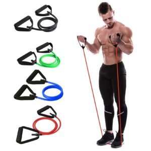 1pc 5 Levels Resistance Bands (suitable Beginner) With Handles Yoga Pull Rope Elastic Fitness Exercise Tube Band For Home Workouts Strength Train