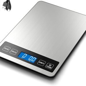 Food Scale, 1g/0.1oz Digital Kitchen Scale - 22lb, 7 Units, Tare & PCS, Rechargeable Power