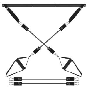 Pilates Bar Kit with 180LBS Resistance Bands Multifunctional Pilates Yoga Toning Bar Full Body Exercise