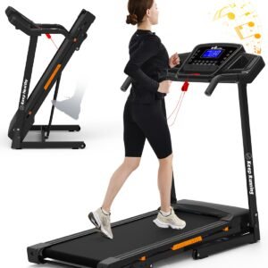 Foldable Treadmill with Incline, Folding Treadmill for Home Electric Treadmill Workout Running Machine, Handrail Controls Speed, Pulse Monitor,AP