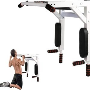 Wall Mounted Pull Up Bar Multi-Grip Dip Bar Multifunctional Power Tower Exercise Equipment Home Gym