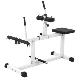 Soozier Adjustable Steel Seated Calf Raise Exercise Strength Training Gym Equipment, White
