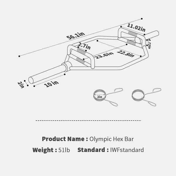 Black Olympic Hex Bar Solid Steel Sleeve 1000lbs Weight Capacity Trap Bar Deadlift Bar with Knurled Handles, for Bodybuilding Training, Squats - Image 3