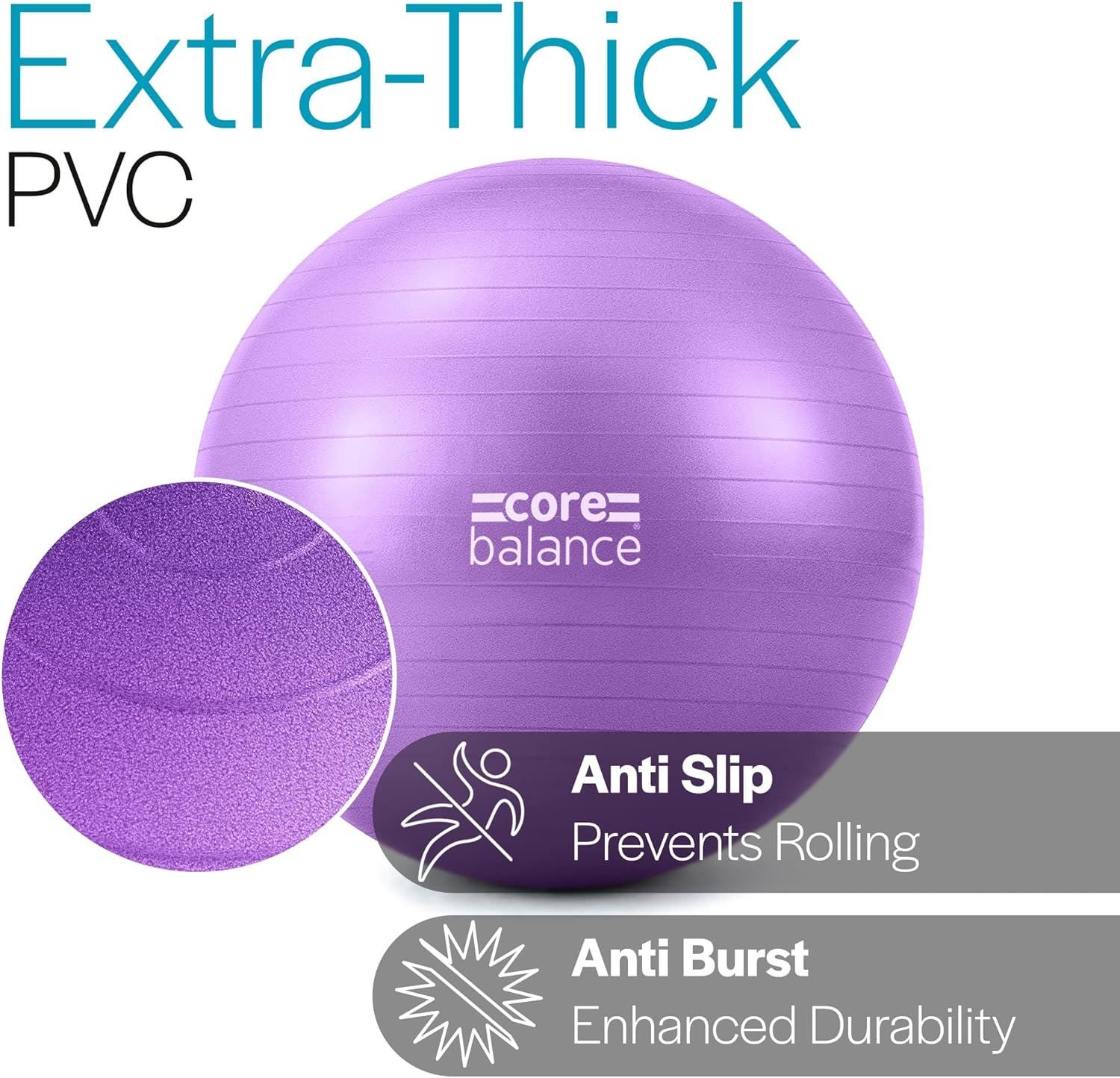 Core Balance Pregnancy Ball with Air Pump - Ideal for Prenatal Yoga, Pilates, and Maternity Exercises, Doubles as Office Chair - Image 3