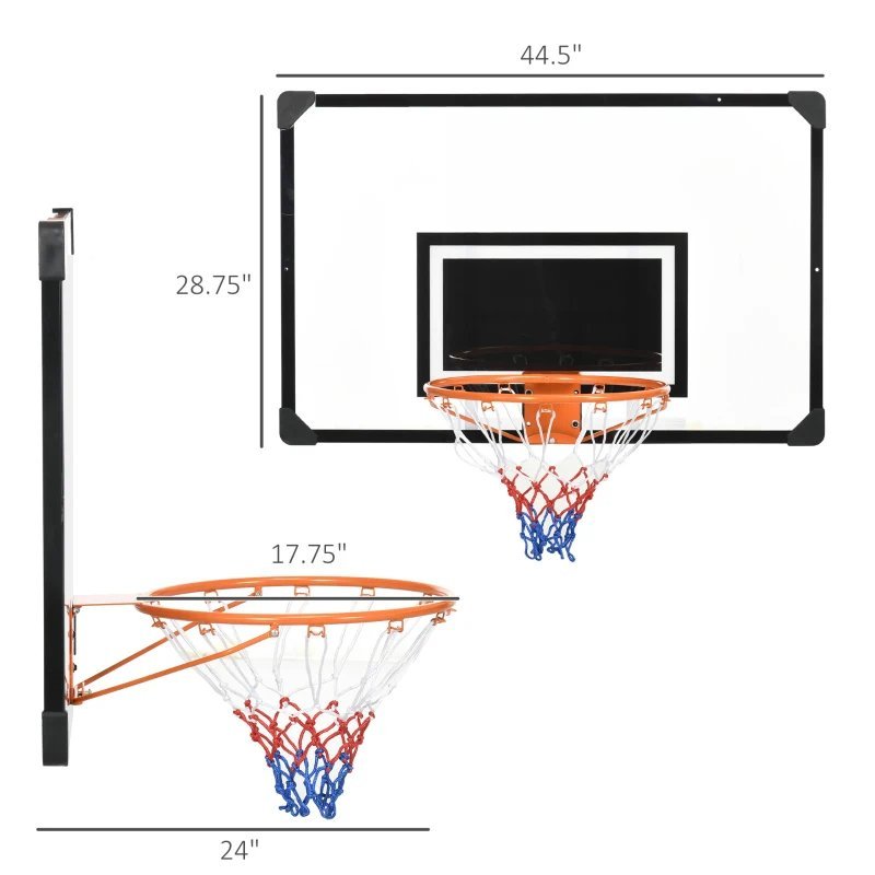 Soozier Wall Mounted Basketball Hoop With 45X 29 Shatter Proof Backboard, Durable Rim And All-Weather Net For Indoor And Outdoor Use