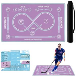 Machine Washable Hockey Training Mat - 59 X 35 Inch Stickhandling Practice Surface For Beginners - Indoor Visual Hockey Skills Trainer For Youth