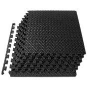 Diamond Plate Exercise Puzzle Mat 1/2-in, Black, 24 Sq Ft - 6 Tiles
