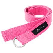 Metal D-Ring Yoga Strap, Pink