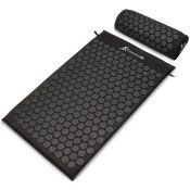 Acupressure Mat and Pillow Set, Black-Black