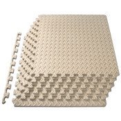Diamond Plate Exercise Puzzle Mat 1/2-in, Beige, 24 Sq Ft - 6 Tiles
