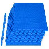 Weaved Pattern Exercise Puzzle Mat 1-in, Blue, 24 Sq Ft - 6 Tiles