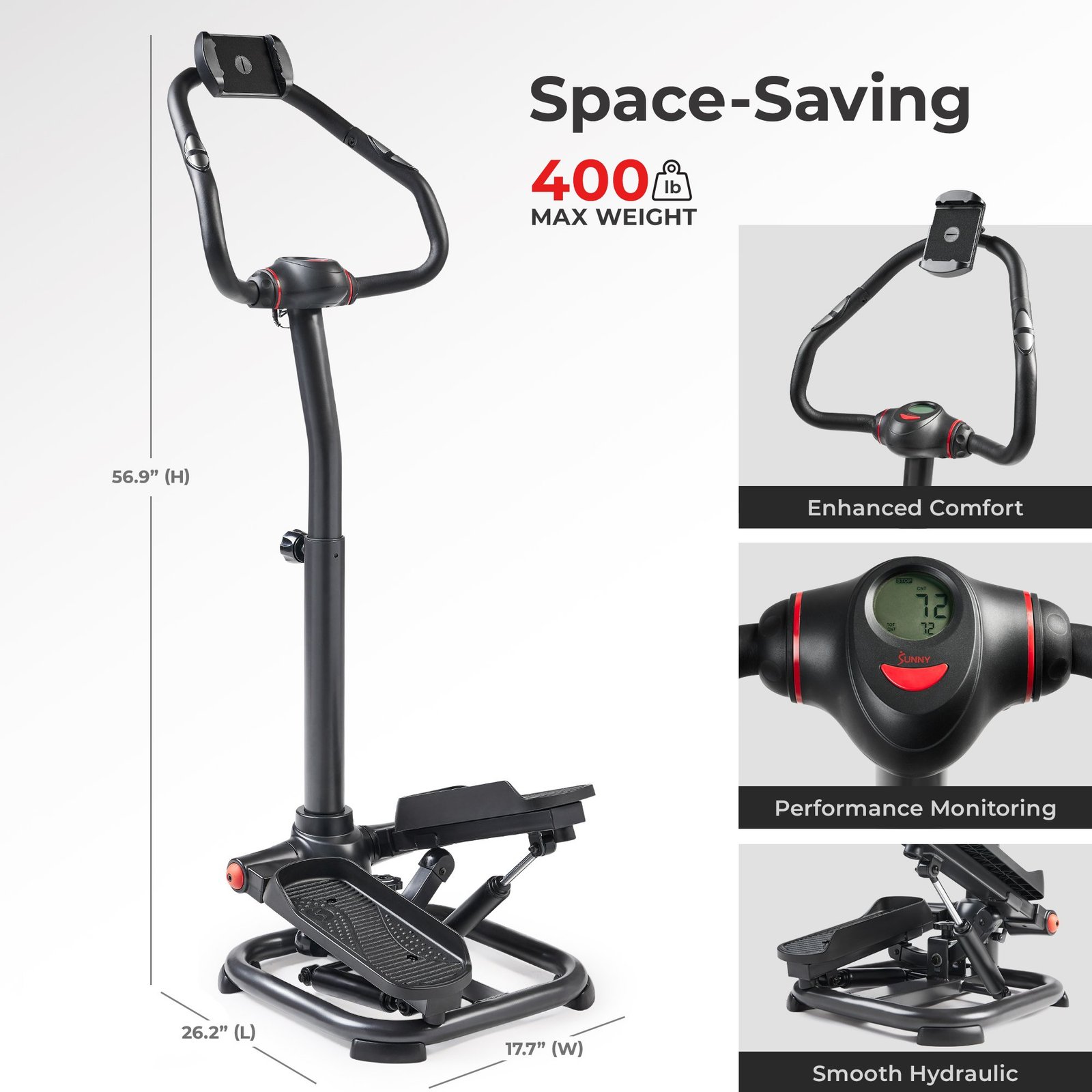 Sunny Health & Fitness Power Stepper with Resistance Bands and Handlebar SF-S021055