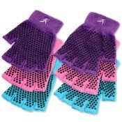 Grippy Yoga Gloves, Purple-Pink-Aqua, 3PK