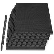 Weaved Pattern Exercise Puzzle Mat 1-in, Black, 24 Sq Ft - 6 Tiles