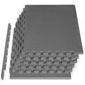 Weaved Pattern Exercise Puzzle Mat 1-in, Gray, 24 Sq Ft - 6 Tiles