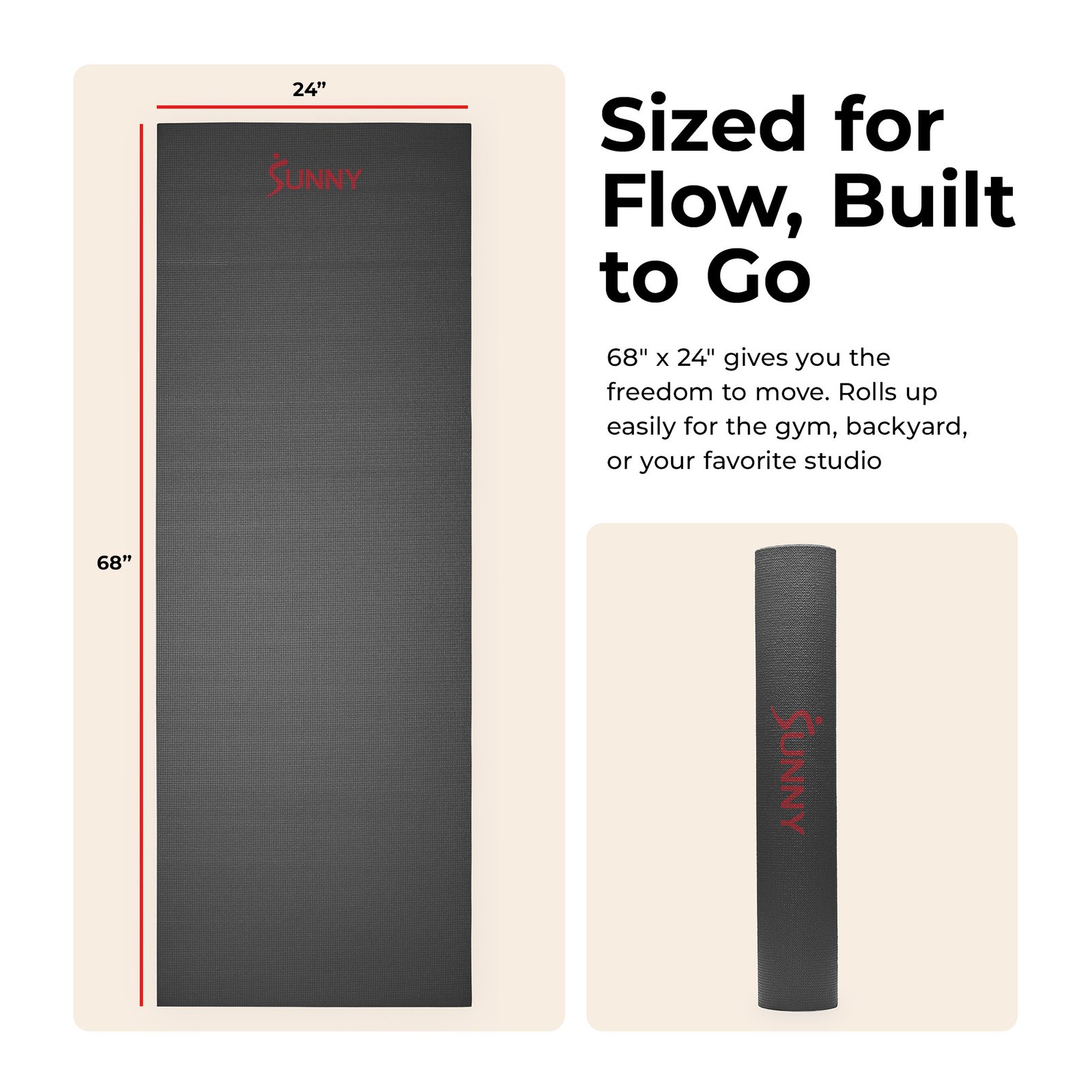 Sunny Health & Fitness Yoga Mat (Black)