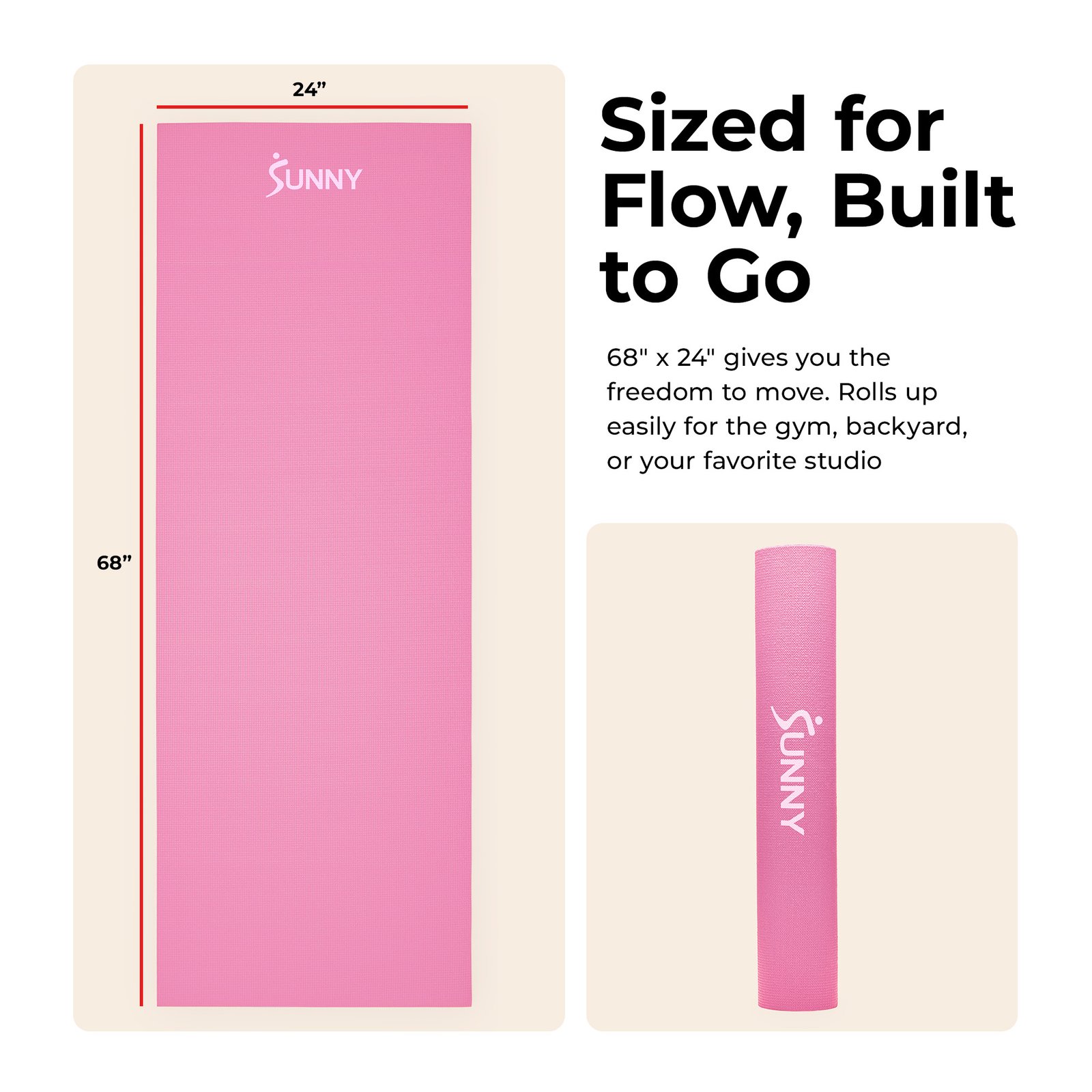 Sunny Health & Fitness Yoga Mat (Pink) - Image 4