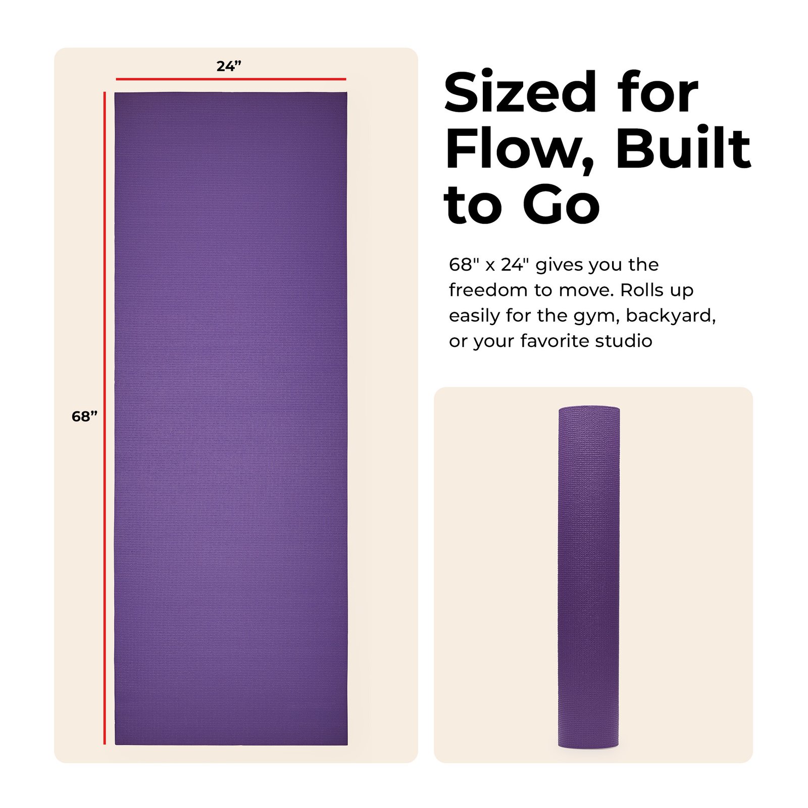 Sunny Health & Fitness Yoga Mat (Purple) - Image 3