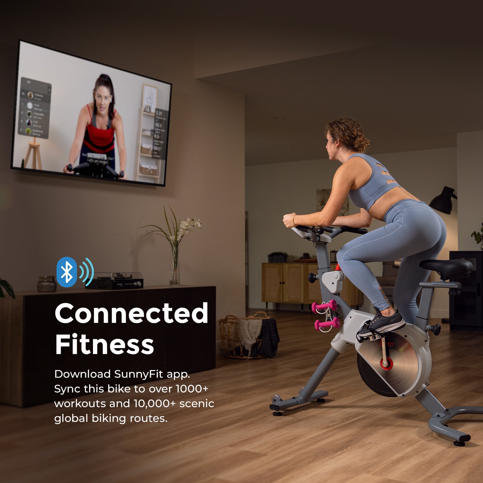 Sunny Health & Fitness Prime Magnetic Belt Drive Indoor Cycling Bike with Two Stage Transmission, Emergency Lever, and Exclusive SunnyFit® App Bluetooth Connectivity - SF-B122061 - Image 3