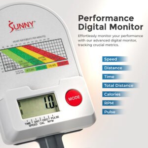 Sunny Health & Fitness Prime Magnetic Belt Drive Indoor Cycling Bike with Two Stage Transmission, Emergency Lever, and Exclusive SunnyFit® App Bluetooth Connectivity - SF-B122061
