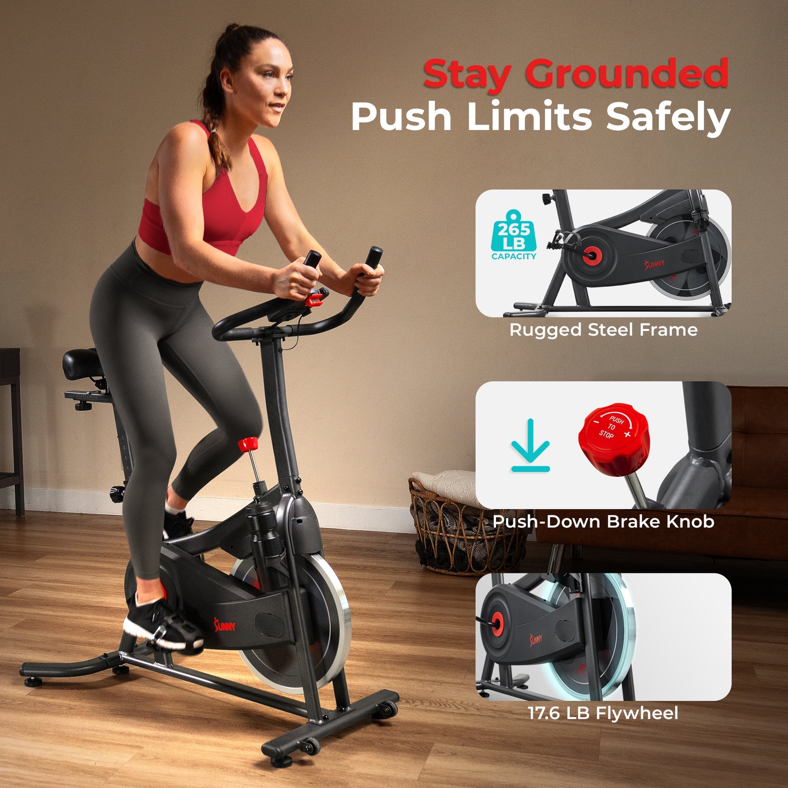 Sunny Health & Fitness ACTIVE 100 Smart Magnetic Cycling Exercise Bike - SF-B124066 - Image 3